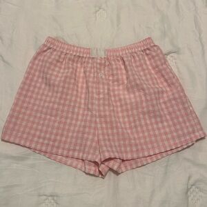 Pink Gingham Boxer Shorts Size M Lounge Pajama Shorts